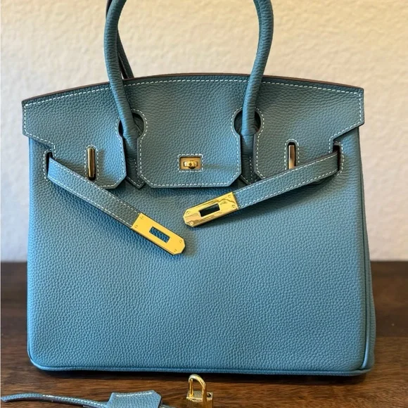 Designer inspired leather satchel bag handmade exclusive - Picture 8 of 14